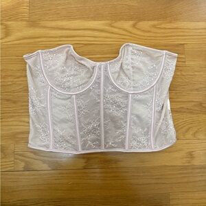 Elegant Lace Bustier in Mauve - Size L